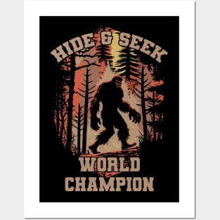 Retro Bigfoot Hide & Seek World Champion Posters and Art